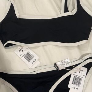 NWT L space Black and White Bikini Set